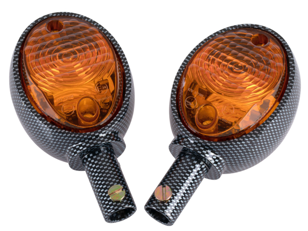 Carboneffekt + oranges Glas Schwalbe Blinker - Lenkerblinkleuchten 8580.26 Star