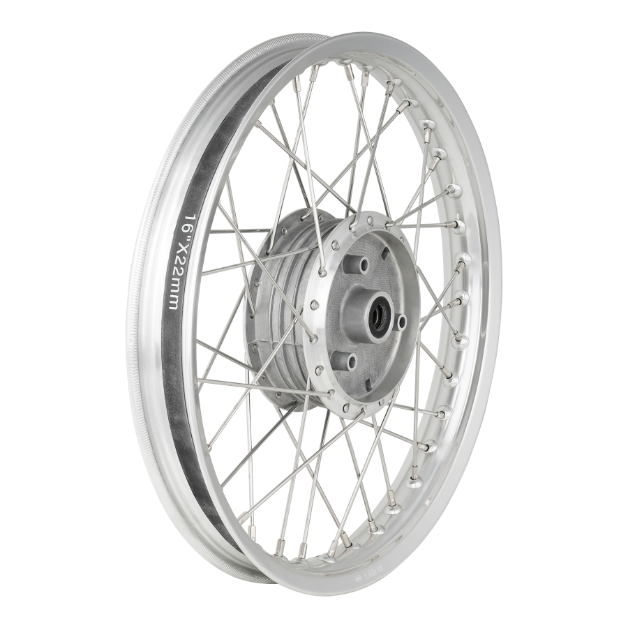 Speichenrad 1,6x16 Zoll Polierte Alufelge + Chromspeichen S50, S51, Schwalbe KR51/2 KR51/1