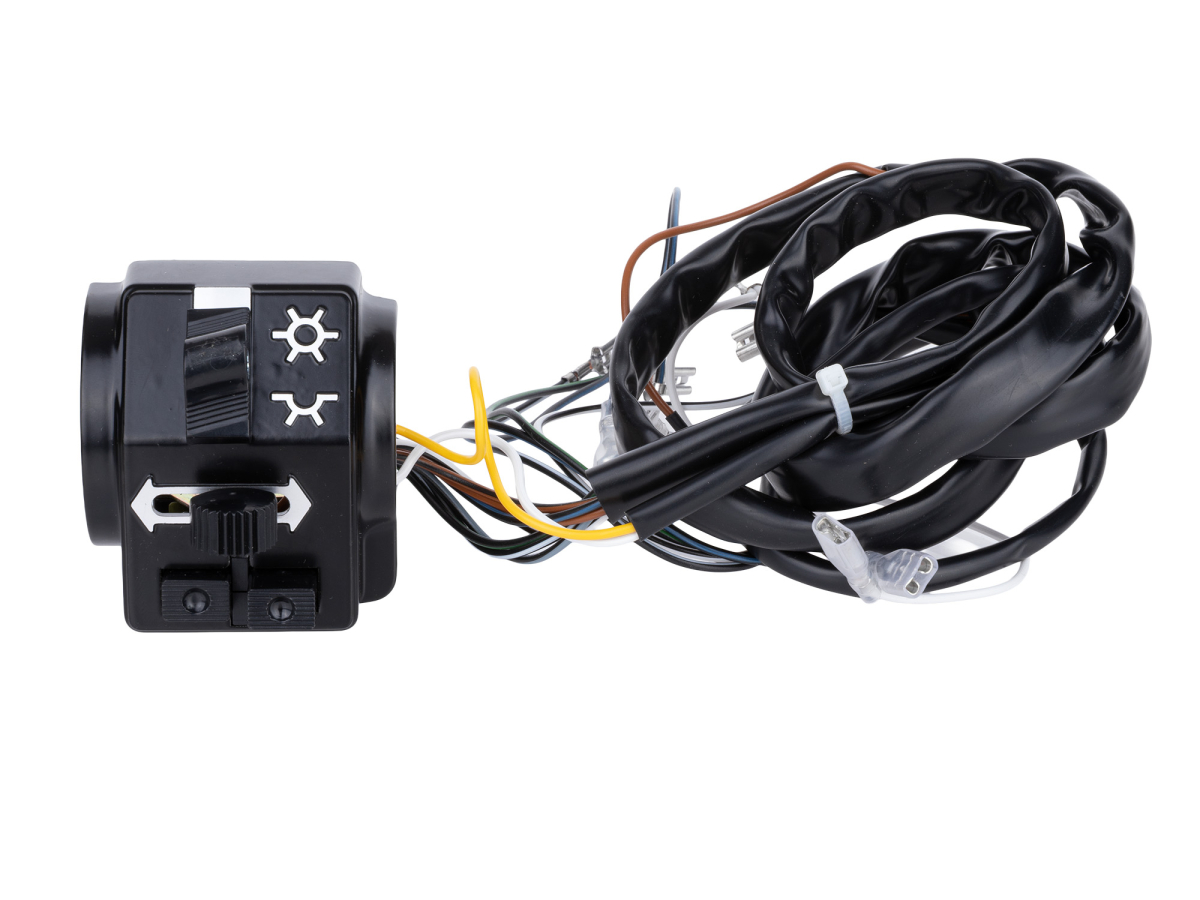 Schalterkombination 8626.19/3 kompl. m. Kabel 6 + 12 Volt mit Lichthupe Enduro-Hochlenker S51E, S70E