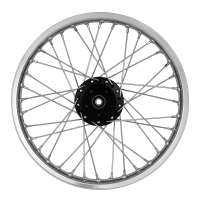 Speichenrad, 1,5x16 Zoll f. Scheibenbremse (Alu-Nabe schwarz, Alufelge, Edelstahlspeichen)