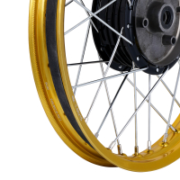 Speichenrad 1,5x16 Zoll Alufelge, gold + Chromspeichen +...