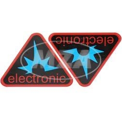 Paar Klebefolien - electronic-Dreieck, Rahmenfarbe: rot - für Seitendeckel S50, S51