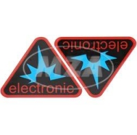 Paar Klebefolien - electronic-Dreieck, Rahmenfarbe: rot -...