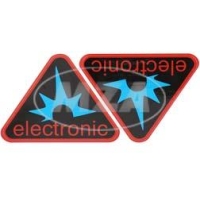 Paar Klebefolien - electronic-Dreieck, Rahmenfarbe: rot -...