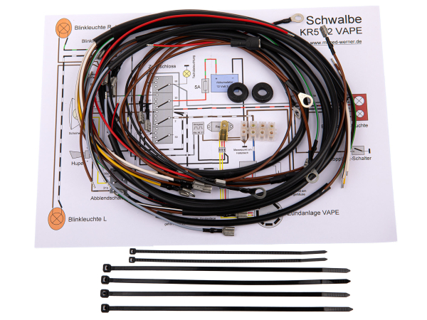 Kabelbaum für Schwalbe Kr51/2 mit Vape Zündung inkl. Schaltplan