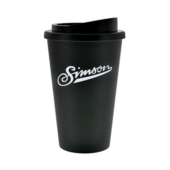 Thermobecher mit Schraubverschluss 350ml schwarz Motiv: SIMSON