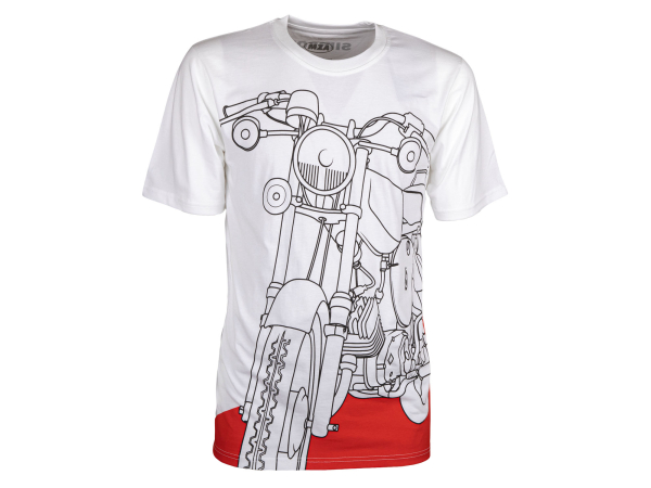 T-Shirt Farbe: weiß - Motiv: S51 auf Flammrot - 100% Baumwolle