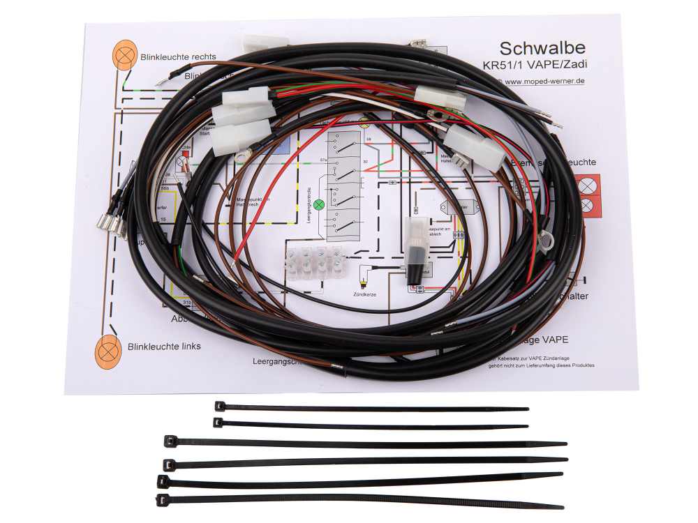 kr51/2 zündschloss belegung vape Kabelbaumset Schwalbe KR51/2, 12V-VAPE mit Schaltplan main image 0
