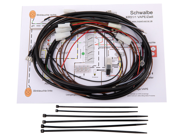 KR51/1 an 12V VAPE Kabelbaum Set mit Zadi-Zündschalter, inkl. Schaltplan