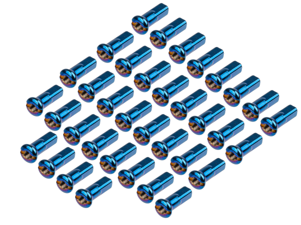 Set: 36x Nippel für Speiche, Blau TiN beschichtung (M3,5 x 3mm)