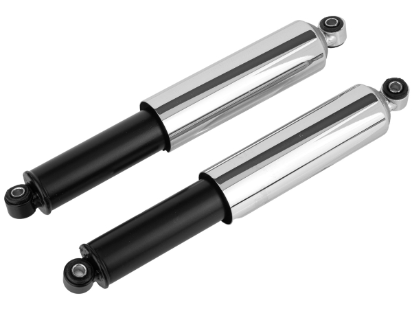 Paar Sportfederbeine, vorne - schwarz + Chromhülse - 2,5cm gekürzt  KR51, SR4