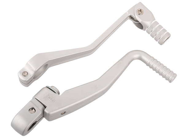 SET eloxierte Kickstarterhebel + klappbaren Fußschalthebel S51 Enduro, Sport, Tuning Silber