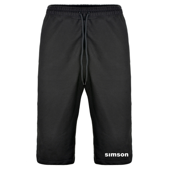 Sweathose kurz im 3 4 Stil Farbe schwarz Motiv: SIMSON S