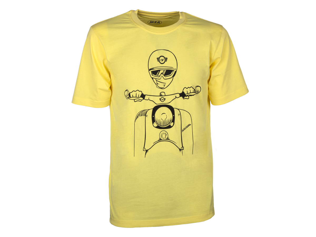 T-Shirt Farbe: FrozenYellow - Motiv: Schwalbe Kumpel - 100% Baumwolle M