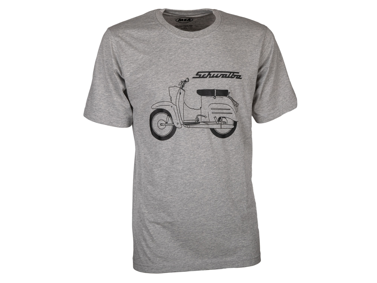 T-Shirt Farbe: hellgrau meliert - Motiv: Schwalbe Basic - 100% Baumwolle M