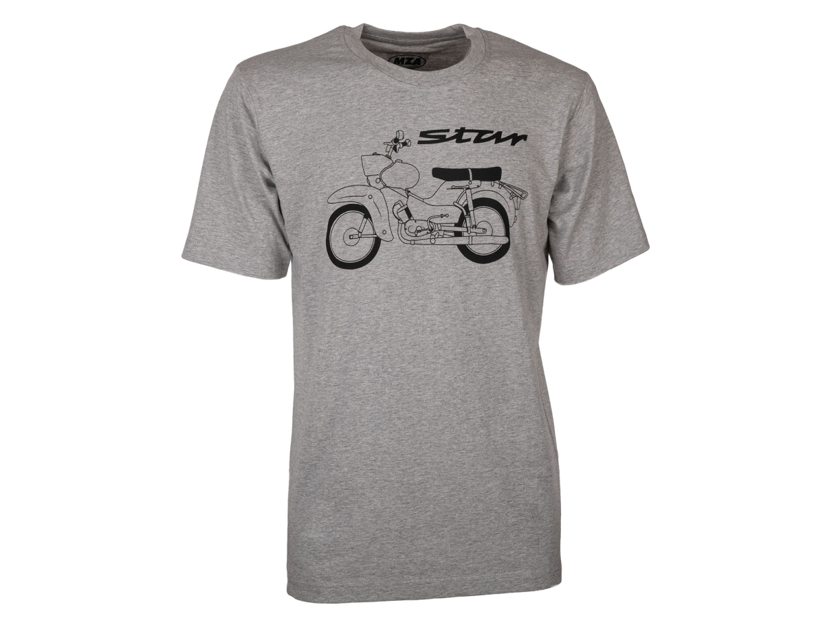 T-Shirt Farbe: hellgrau meliert - Motiv: Star Basic - 100% Baumwolle M
