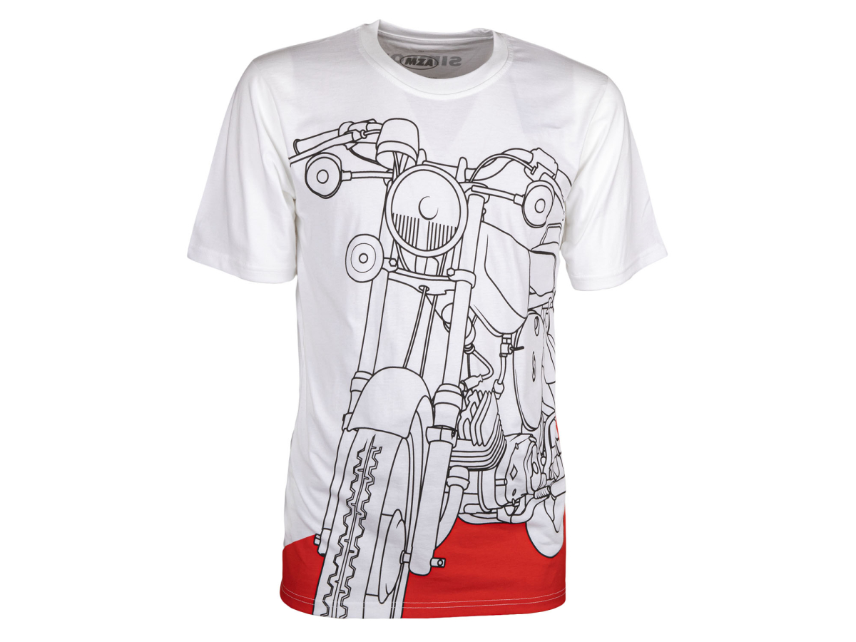T-Shirt Farbe: weiß - Motiv: S51 auf Flammrot - 100% Baumwolle XXL