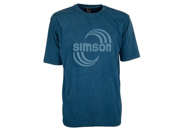 T-Shirt Acid Wash Farbe: petrol - Motiv: 3D Simson Cross L