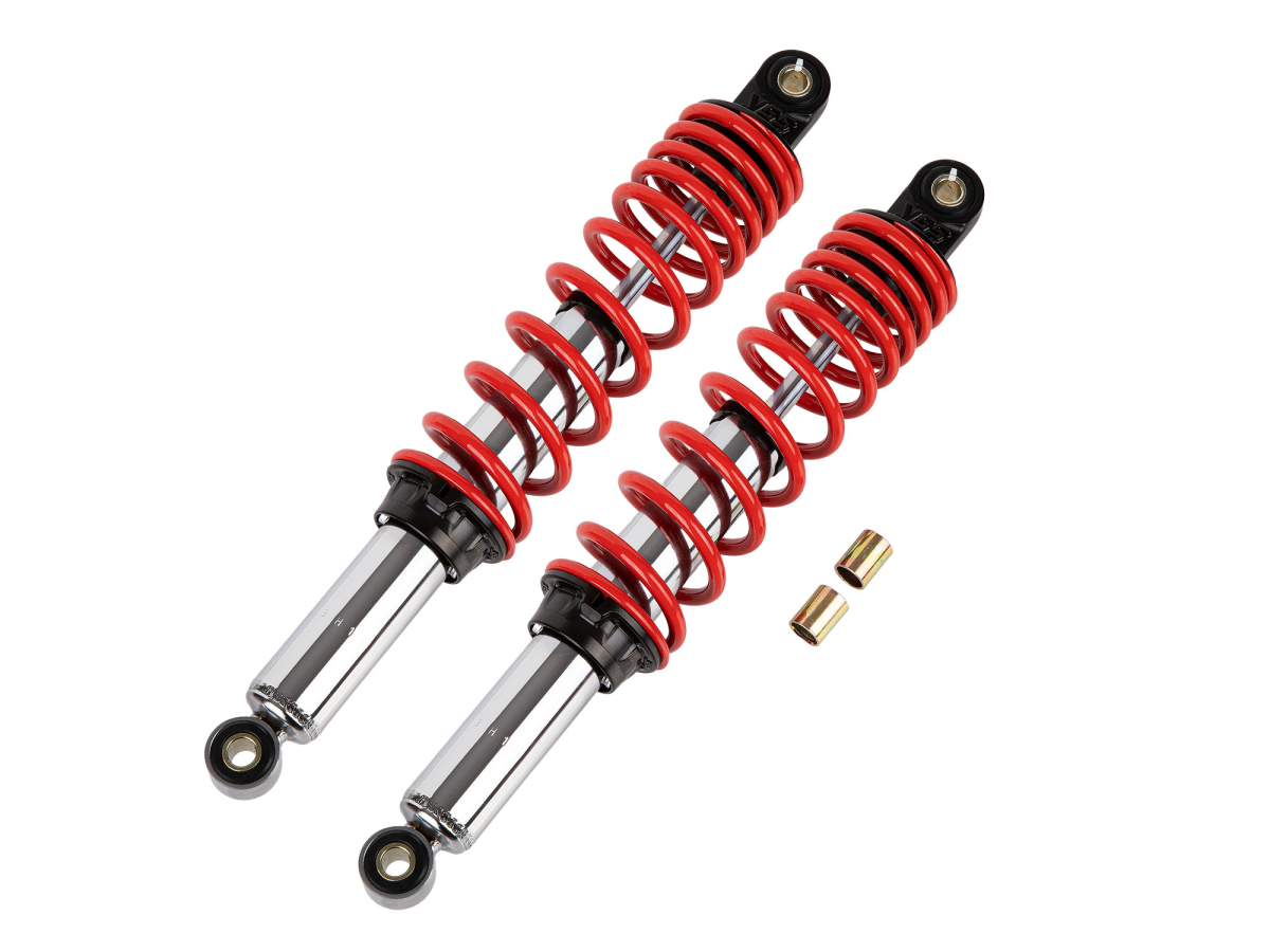 SET: Federbeine YSS Twin PRO-X 360mm für S50, S51, SR50, SR80 Chrom - Rot