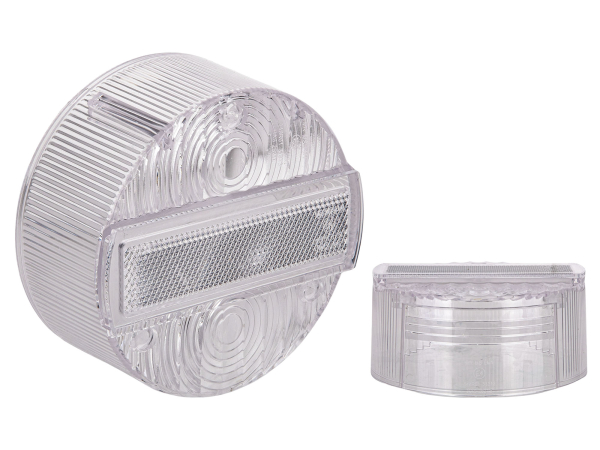 Klarglas Kappe 120mm weiß mit Kennzeichenbeleuchtung