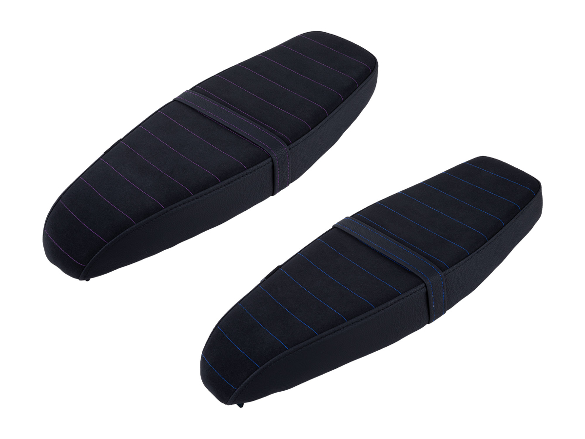 Farbige Tuning Sitzbank flach - Gestreift - Alcantara Leder für Simson S51