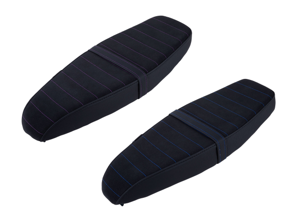 Farbige Tuning Sitzbank flach - Gestreift - Alcantara Leder für Simson S51