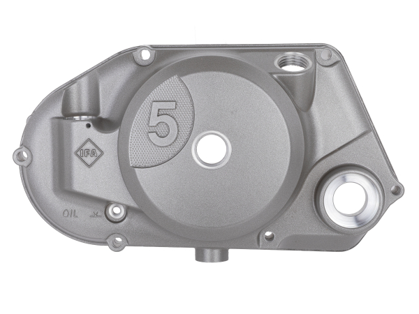 ML-MEGU 5 Gang Kupplungsdeckel mit DZM-Antrieb für Simson Silber