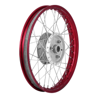 Speichenrad mit 1,5x16 Alufelge rot und Edelstahlspeichen