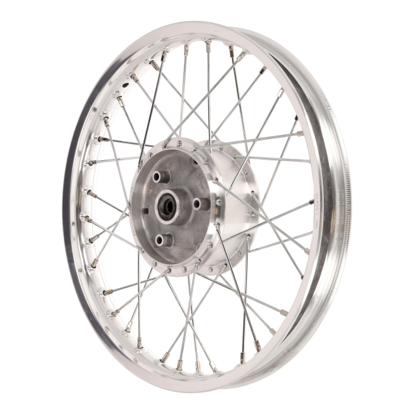 Speichenrad mit 1,5x16 Aluminium Felge und verchromten Speichen + Tuning Radnabe