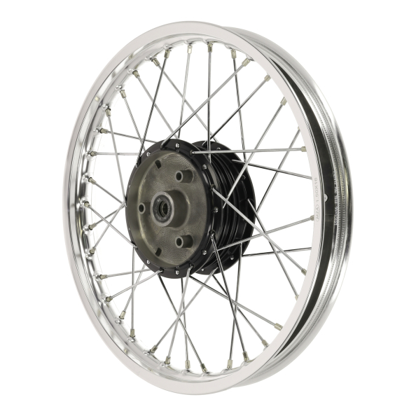 Speichenrad mit 1,6x16 Alufelge und Edelstahlspeichen + Radnabe schwarz