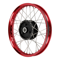 Speichenrad mit 1,6x16 Alufelge rot und Edelstahlspeichen...
