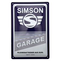Simson Garage Blechschild 20x30cm Hochformat – 3D...