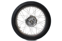 Komplettrad 1,5x16 Zoll, Alufelge und Chromspeichen, mit Heidenau-Reifen K30 montiert