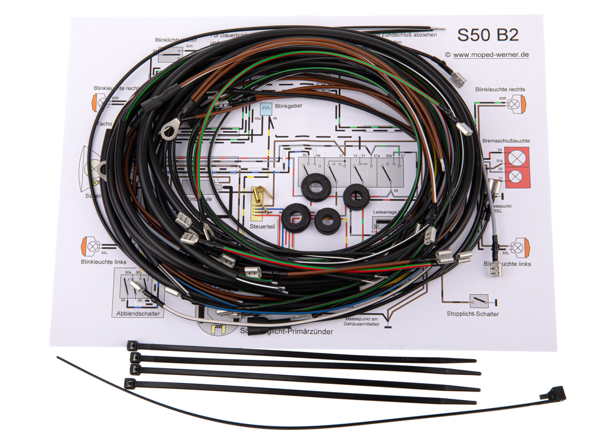 Kabelbaum für Simson S50 B2 6V Unterbrecher Zündung, 97,92