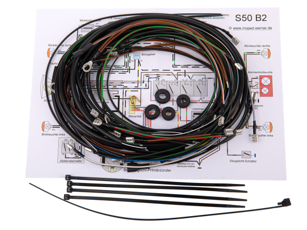 Simson S50B2 Kabelbaum für 6V Elektronik Zündung mit Schaltplan