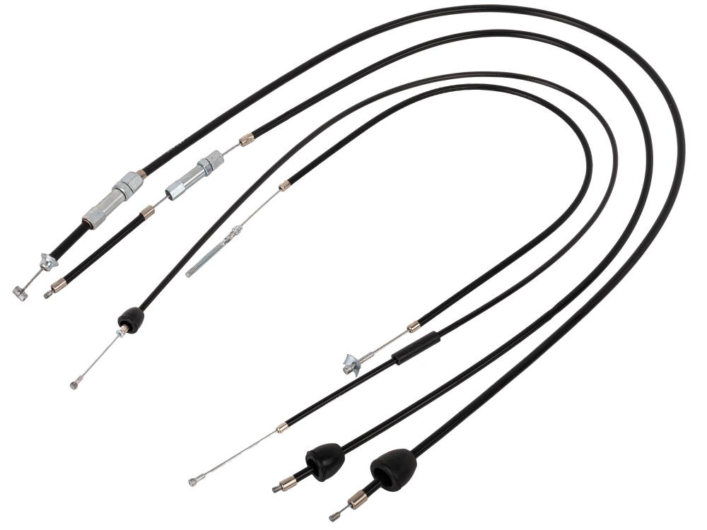 4x Seilzüge - schwarz - KR51/1 Hycomat, Starter Fkt.-länge 38mm, Bremsbowdenzug hinten - Hebel aussenliegend